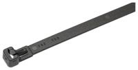 131-22560-rel250-pa66w-bk HellermannTyton Cable Tie, Releasable, 250mm x 7.6 mm, Black PA 6.6 UV Resistant, Pk-100