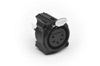 ac5fav-au-b Amphenol Industrial Chassis Mount XLR Connector, Vertical, Female, IP40, 133 V, 5 Way, Gold over Nickel Plating
