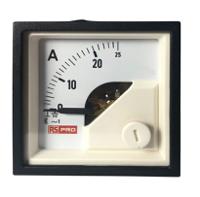 186-2414 RS PRO Analogue Panel Ammeter 25 (Input, Scale)A AC, 45mm x 45mm, 1 % Moving Iron