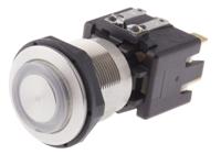 124168241121000 Schurter MSM LA 19 Series Illuminated Push Button Switch, Latching, Panel Mount, 19mm Cutout, DPDT, Red LED, 125/250V