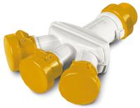 6063505-479 Scame IP66 Yellow 1 x 2P + E, 3 x 2P + E Industrial Power Connector Adapter Plug, Socket, Rated At 16A, 110 V