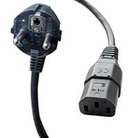 558-980 RS PRO Straight IEC C13 Socket to Right Angle CEE 7/7 Plug Power Cord, 2.5m