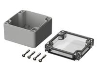 02210100 Bopla Euromas Series Light Grey Polycarbonate Enclosure, IP66, IK07, Transparent Lid, 82 x 80 x 55mm