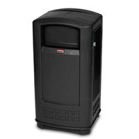 fg9p9000bla Rubbermaid Commercial Products Plaza 25gal Black Flip Waste Bin