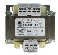 504-290 RS PRO 50VA 1 Output Chassis Mounting Transformer, 12V ac, IEC 61558-2-6