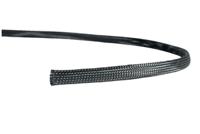 170-12500-hegp25-pet-bk HellermannTyton Expandable Braided PET Black Cable Sleeve, 25mm Diameter, 5m Length, Helagaine HEGP Series