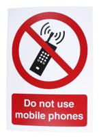 763-1737 PP Rigid Plastic No Mobiles Prohibition Sign, Do Not Use Mobile Phones, English