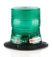 907-6037 RS PRO Green Flashing Beacon, 10 → 100 V dc, Surface Mount, Wall Mount, LED Bulb, IP56