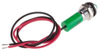 723-9621 RS PRO Green Panel Mount Indicator, 220V ac, 8mm Mounting Hole Size, Lead Wires Termination, IP67