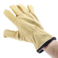 dr10009 Polyco Healthline Yellow Leather Work Gloves, Size 9, Uncoated Coating