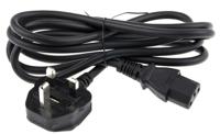 123-0956 RS PRO Straight IEC C13 Socket to Right Angle Type G UK Plug Power Cord, 2m