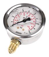 9626829 WIKA G 1/4 Analogue Pressure Gauge 10bar Bottom Entry 63mm Outside Diameter, UKAS
