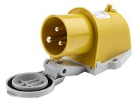 846 MENNEKES IP44 Yellow Wall Mount 3P Right Angle Industrial Power Plug, Rated At 16A, 110 V