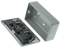 k2945-alm MK Electric Metalclad Plus Grey 2 Gang Plug Socket, 2 Poles, 13A, Type G - British, Indoor Use