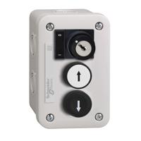 xale3441 Schneider Electric Spring Return Control Station Switch - 1NO, ABS, 3 Cutouts, Black, White, Down Arrow, Up Arrow, IP54