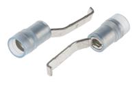 267-4079 RS PRO Hooked Insulated Crimp Blade Terminal 17.4mm Blade Length, 1.5mm² to 2.5mm², 16AWG to 14AWG, Blue