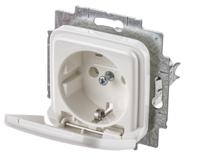 20-euk-214 Busch Jaeger - ABB White 1 Gang Plug Socket, 16A, Type F - German Schuko
