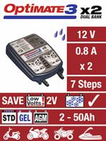 tm450bs TecMate OptiMate 3x2 Battery Charger For Lead Acid 12 V 12V 800mA with UK plug