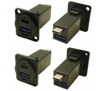 588-801 Straight, Panel Mount, Socket- Dual Port Type USB USB3.0 A-A USB Connector