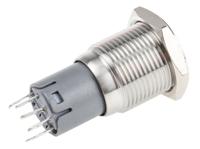 811-8392 RS PRO Illuminated Push Button Switch, Latching, Panel Mount, 16mm Cutout, SPDT, Green LED, 250V ac, IP65, IP67