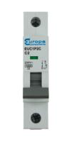 euc1p2c Europa EUC1P EUC MCB, 1P, 2A Curve C, 230V AC, 10 kA Breaking Capacity