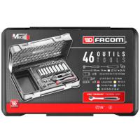 r2blpb Facom 46-Piece Metric 1/4 in Deep Socket/Standard Socket/Bit Set with Ratchet, 6 point