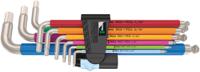05022860001 Wera 9 piece L Shape Imperial Hex Key Set, 1 x 5/64x101 mm, 1 x 3/32x112 mm, 1 x 1/8x123 mm, 1 x 5/32x137 mm, 1 x