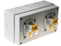 6711620 Scame IP44 Yellow Surface Mount 2P + E Industrial Power Socket, Rated At 16A, 100 → 130 V