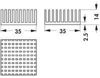 ick-pga-14x14x14 Fischer Elektronik Heatsink, Universal Square Alu, 9.6K/W, 35 x 35 x 14mm, Adhesive Foil, Conductive Foil