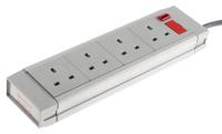 249-4564 RS PRO 2m 4 Socket Type G - British Extension Lead, 230 V ac