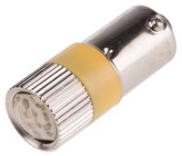 206-520 RS PRO Yellow LED Indicator Lamp, 12V ac/dc, BA9s Base, 10mm Diameter, 120/110mcd