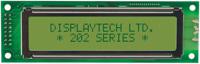 202a-ba-bc Displaytech 202A-BA-BC Alphanumeric LCD Display, Yellow on Green, 2 Rows by 20 Characters, Reflective