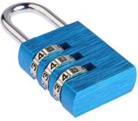 781-6048 RS PRO Combination Aluminium Combination Padlock, 5mm Shackle, 30mm Body
