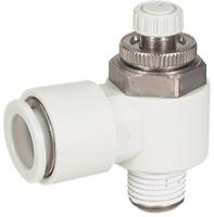 as2201f-01-04s SMC AS Series Threaded Speed Controller, R 1/8 Male Inlet Port x R 1/8 Male Outlet Port x 4mm Tube Outlet Port
