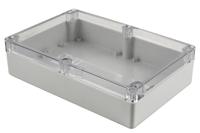 1554val2gycl Hammond 1554 Series Light Grey Polycarbonate Enclosure, IP68, Clear Lid, 9.4 x 6.3 x 2.36in