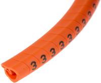 901-10308 HellermannTyton Helagrip Slide On Cable Markers, Black on Orange, Pre-printed "3", 4 → 9mm Cable,