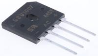 gbu602 Taiwan Semiconductor Bridge Rectifier, 6A, 100V, 4-Pin
