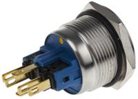 811-8562 RS PRO Illuminated Push Button Switch, Momentary, Panel Mount, 22mm Cutout, SPDT, Yellow LED, 250V ac, IP65, IP67