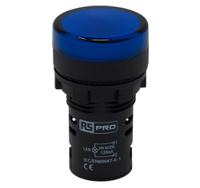 271-7480 RS PRO, Panel Mount Blue LED Pilot Light, 22mm Cutout, IP65, Round, 24V ac/dc