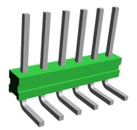 825437-6 TE Connectivity AMPMODU MOD II Series Right Angle Through Hole Pin Header, 6 Contact(s), 2.54 mm Pitch, 1 Row,
