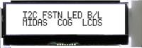 mccog21605c6w-fptlwi Midas MCCOG21605C6W-FPTLWI Alphanumeric LCD Display, White on Black, 2 Rows by 16 Characters, Transflective