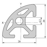 264-7876 RS PRO Silver Aluminium, Anodized Profile Strut, 20 x 20 mm, 5mm Groove, 1m Length