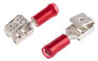 160834-5 TE Connectivity PIDG FASTON .250 Red Insulated Female Spade Connector, Piggyback Terminal, 6.35 x 0.81mm Tab Size,
