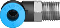 qsl-18-6 Festo QS Series Elbow Threaded Adaptor, R 1/8 Male to Push In 6 mm, Threaded-to-Tube Connection Style, 153046