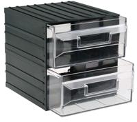 236-3628 RS PRO 2 Drawer Storage Unit, Plastic, 208mm x 208mm x 222mm, Transparent