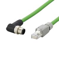 e12226 ifm electronicE122, 2m, Green M12 to Male RJ45 Male, Shielded, Terminated PVC Sheath