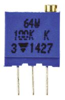 m64w104kb40 Vishay 64W Series 19 (Electrical), 22 (Mechanical)-Turn Through Hole Trimmer Resistor with Pin Terminations, 100kΩ