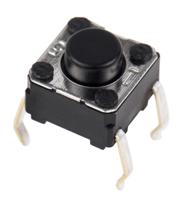 b3f-1020 Black Plunger Tactile Switch, SPST 50 mA @ 24 V dc 0.9mm Through Hole