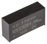 rb-1205d Recom RB DC-DC Converter, ±5V dc/ ±100mA Output, 10.8 → 13.2 V dc Input, 1W, Through Hole, +85°C Max Temp -40°C