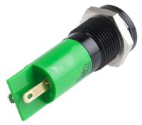 703-8872 RS PRO Green Panel Mount Indicator, 12V dc, 14mm Mounting Hole Size, Solder Tab Termination, IP67